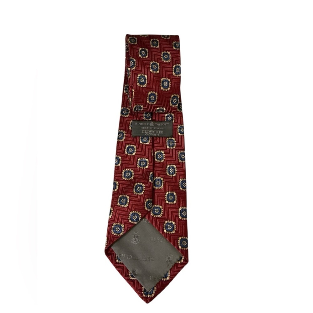Robert Talbott Red and Gold Geometric Tie r - Picture 3 of 4
